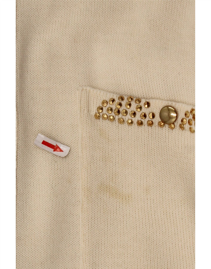 CIRO ESPOSITO Chemisier en tricot pour femme UK 14 Large laine blanc cassé