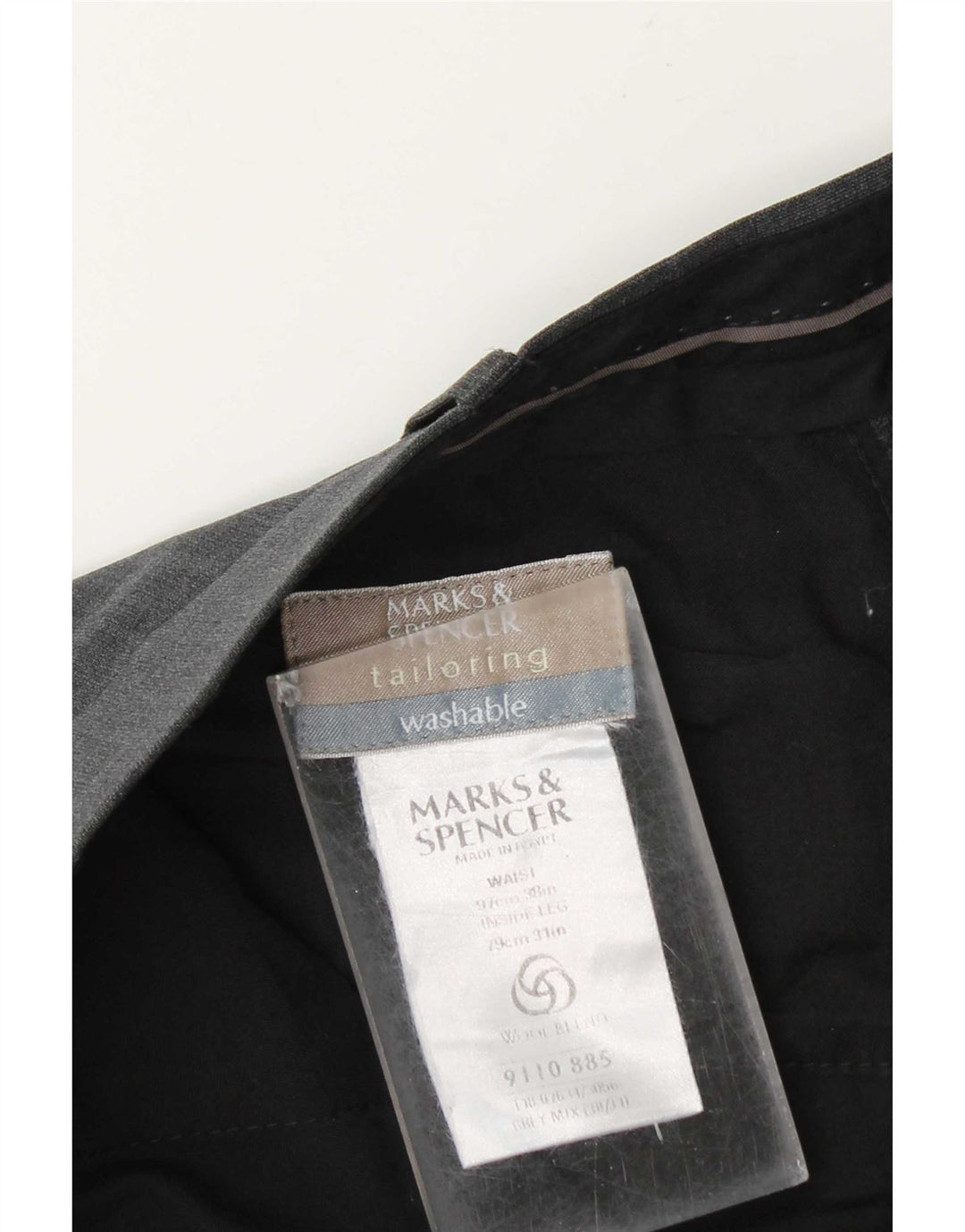 Marks & Spencer Pantalon de costume coupe ajustée pour homme W38 L31 Gris Polyester