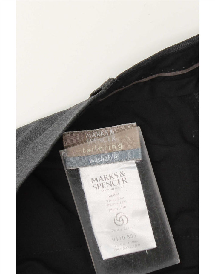 Marks & Spencer Pantalon de costume coupe ajustée pour homme W38 L31 Gris Polyester