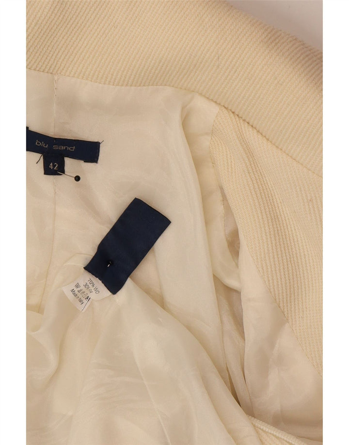 vintage Femme Pardessus IT 42 Moyen Off White Wool Classic
