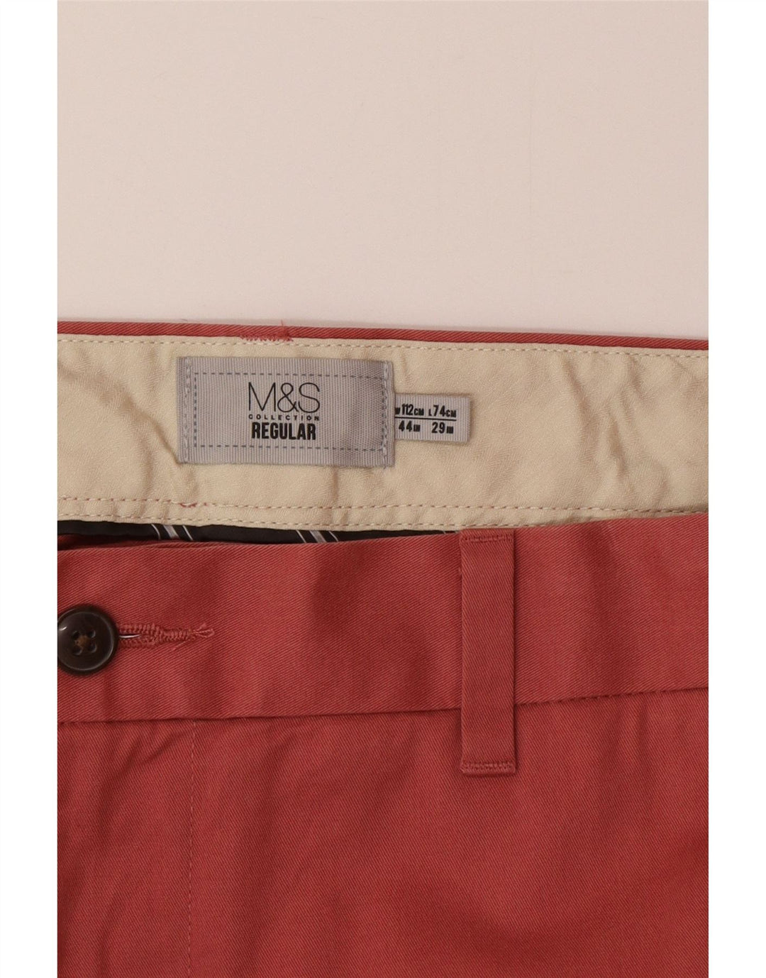 Marks & Spencer Pantalon Chino Regular Homme W44 L29 Coton Rose