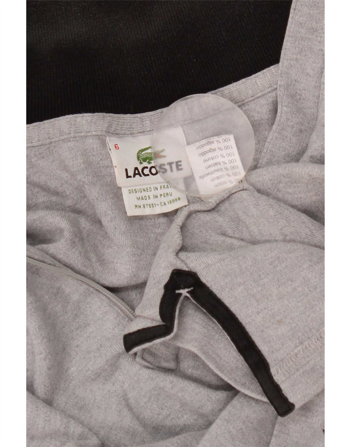 Lacoste Homme Zip Neck Jumper Pull Taille 6 XL Gris Coton