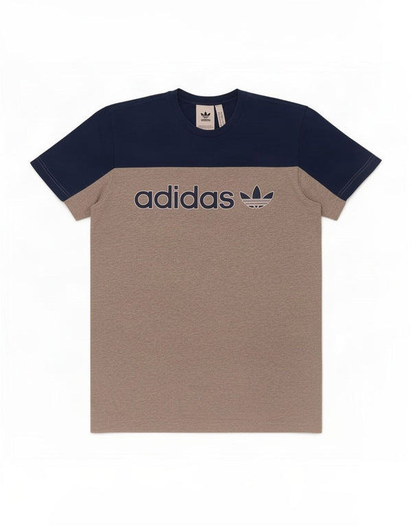 Adidas T-Shirt Graphique Homme Gris Moyen Colorblock Coton
