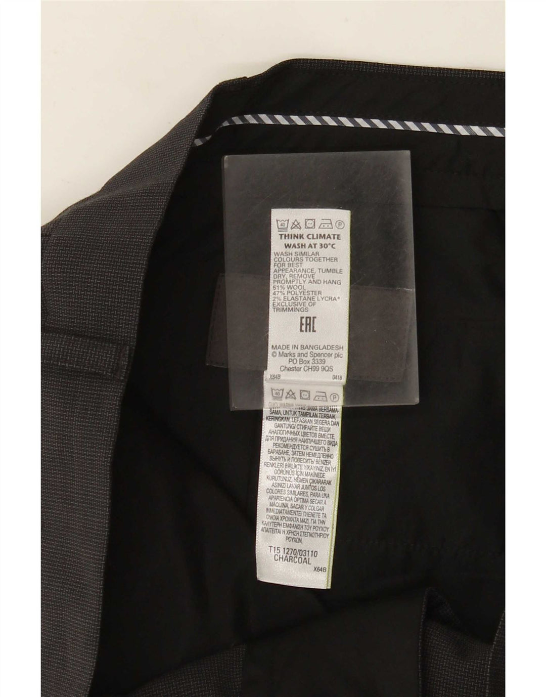 Marks & Spencer Pantalon de Costume Droit Homme W38 L31 Gris Laine