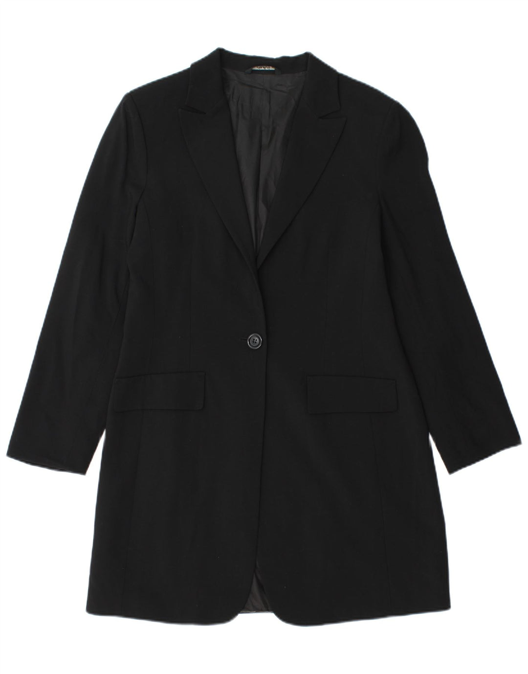 vintage Femme Longline 1 Bouton Blazer Veste IT 46 Grand Noir
