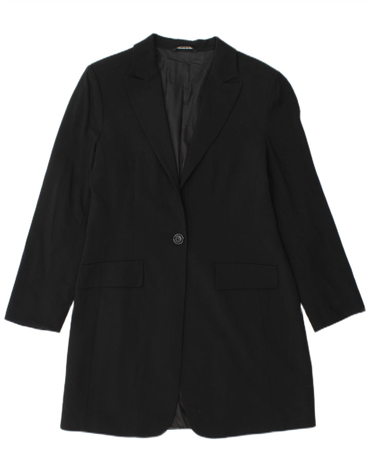 vintage Femme Longline 1 Bouton Blazer Veste IT 46 Grand Noir