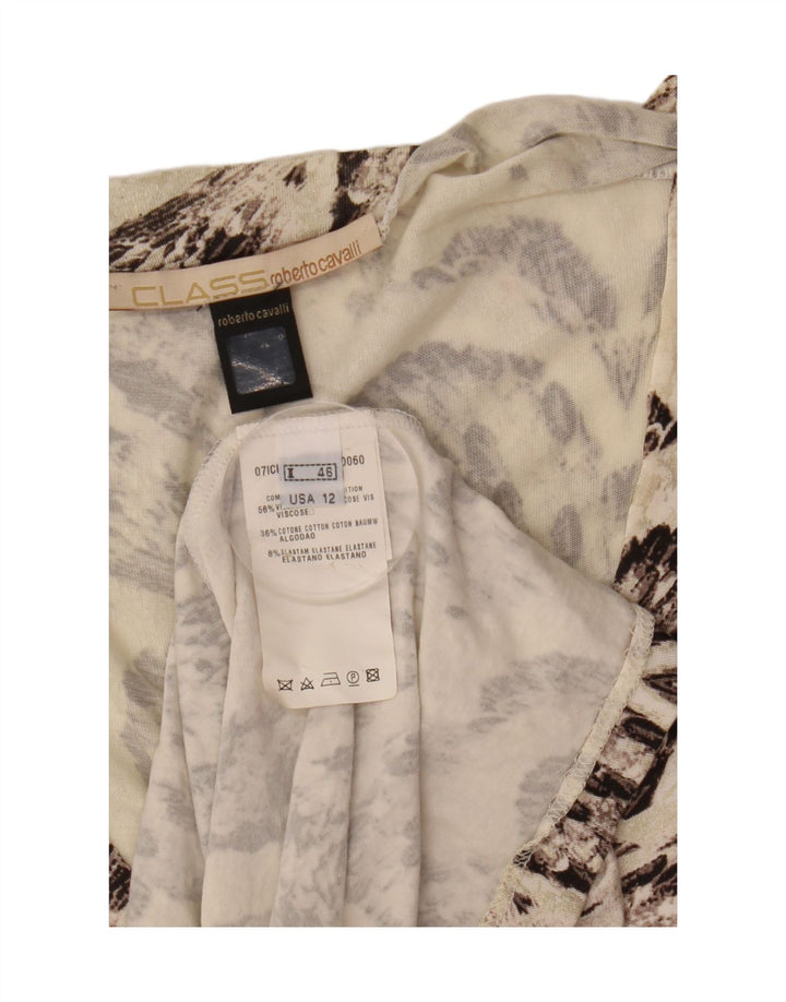 Roberto Cavalli Robe trapèze à motif abstrait pour femme IT 46 Large Blanc cassé