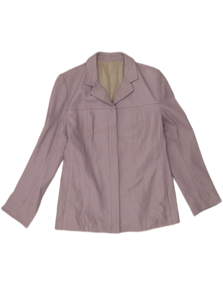 Alta Moda Veste blazer en cuir avec fermeture éclair complète pour femme IT 50 XL Cuir violet