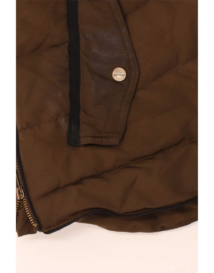Zara Veste matelassée à capuche pour femme UK 14 Large Kaki
