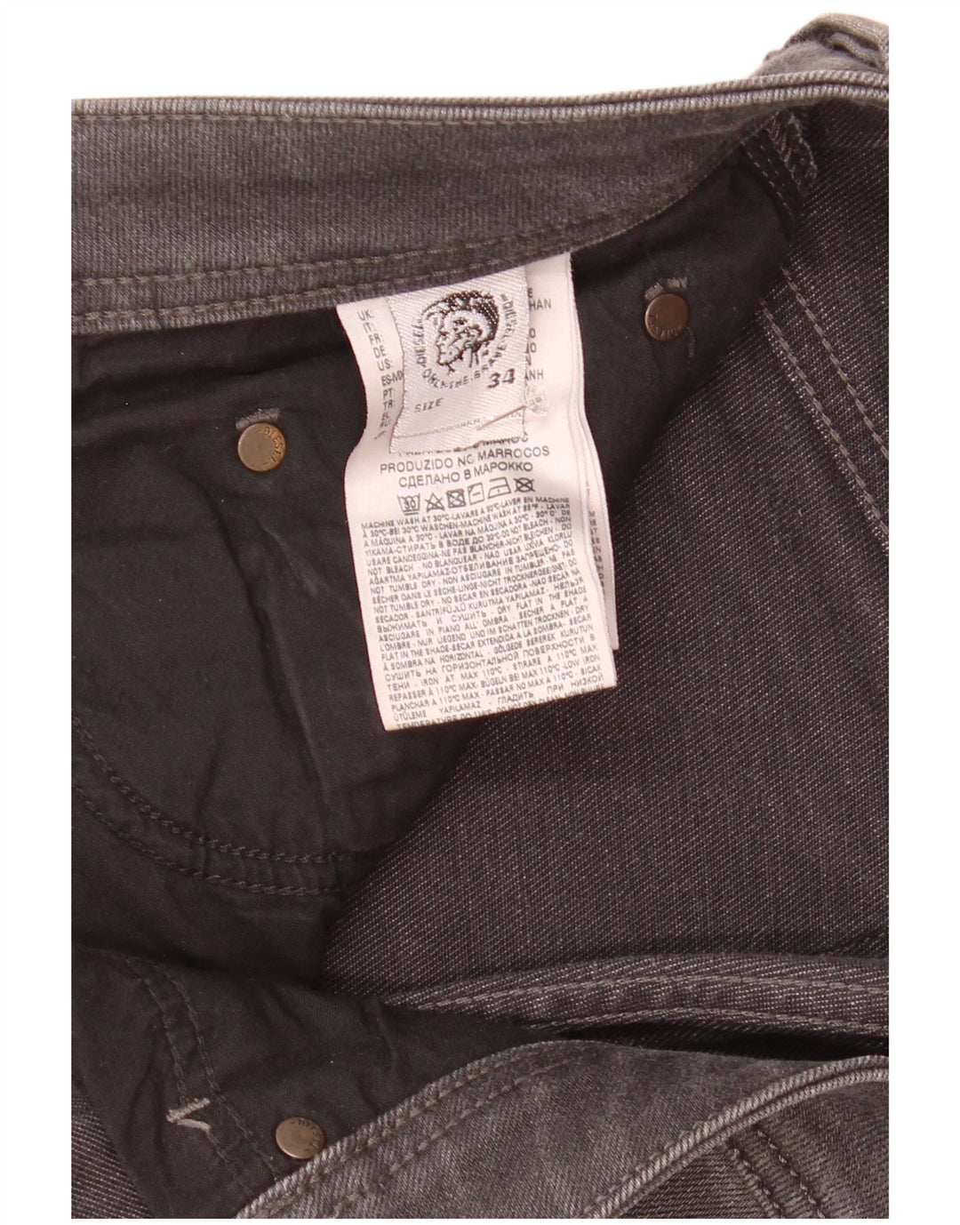 Diesel Jean Slim W34 L30 Homme Gris Coton
