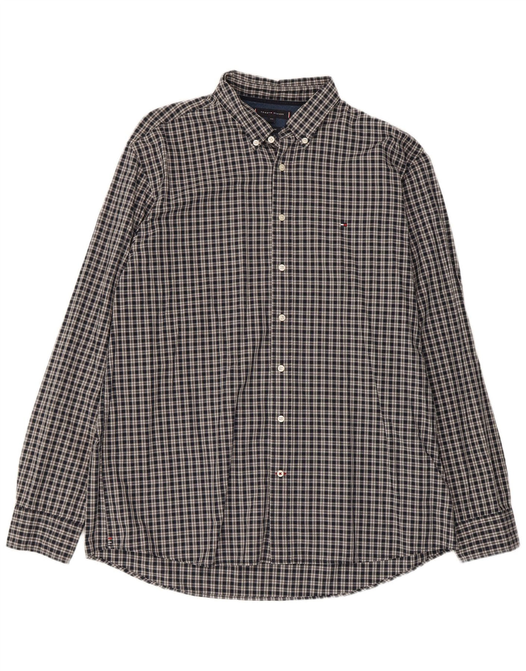 Tommy Hilfiger Chemise coupe régulière pour homme 2XL en coton à carreaux gris