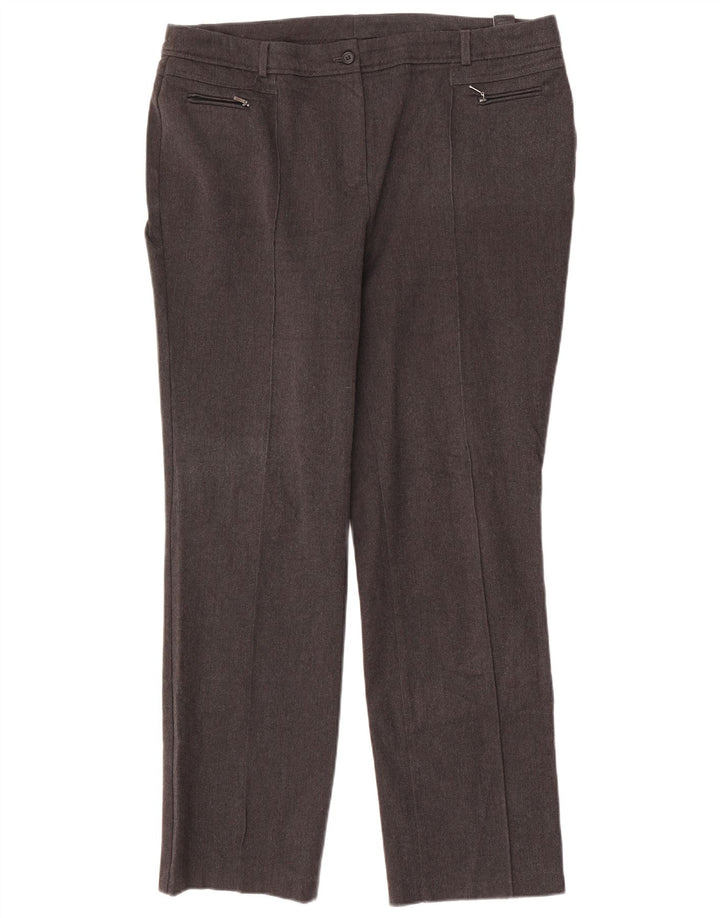 Marks & Spencer Pantalon droit femme UK 16 Large W36 L31 Gris Polyester