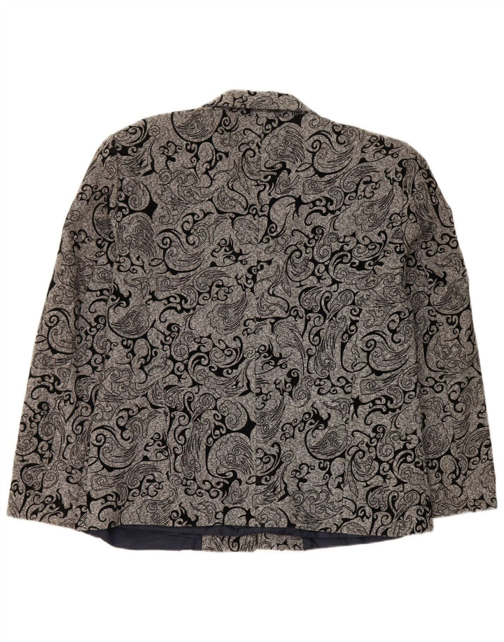 vintage Femme 3 Bouton Blazer Veste IT 48 XL Gris Paisley