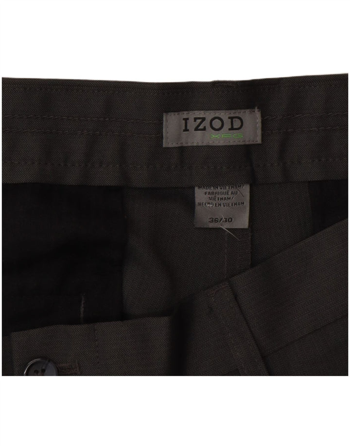 Izod Pantalon de Costume Droit Homme W36 L30 Gris Polyester