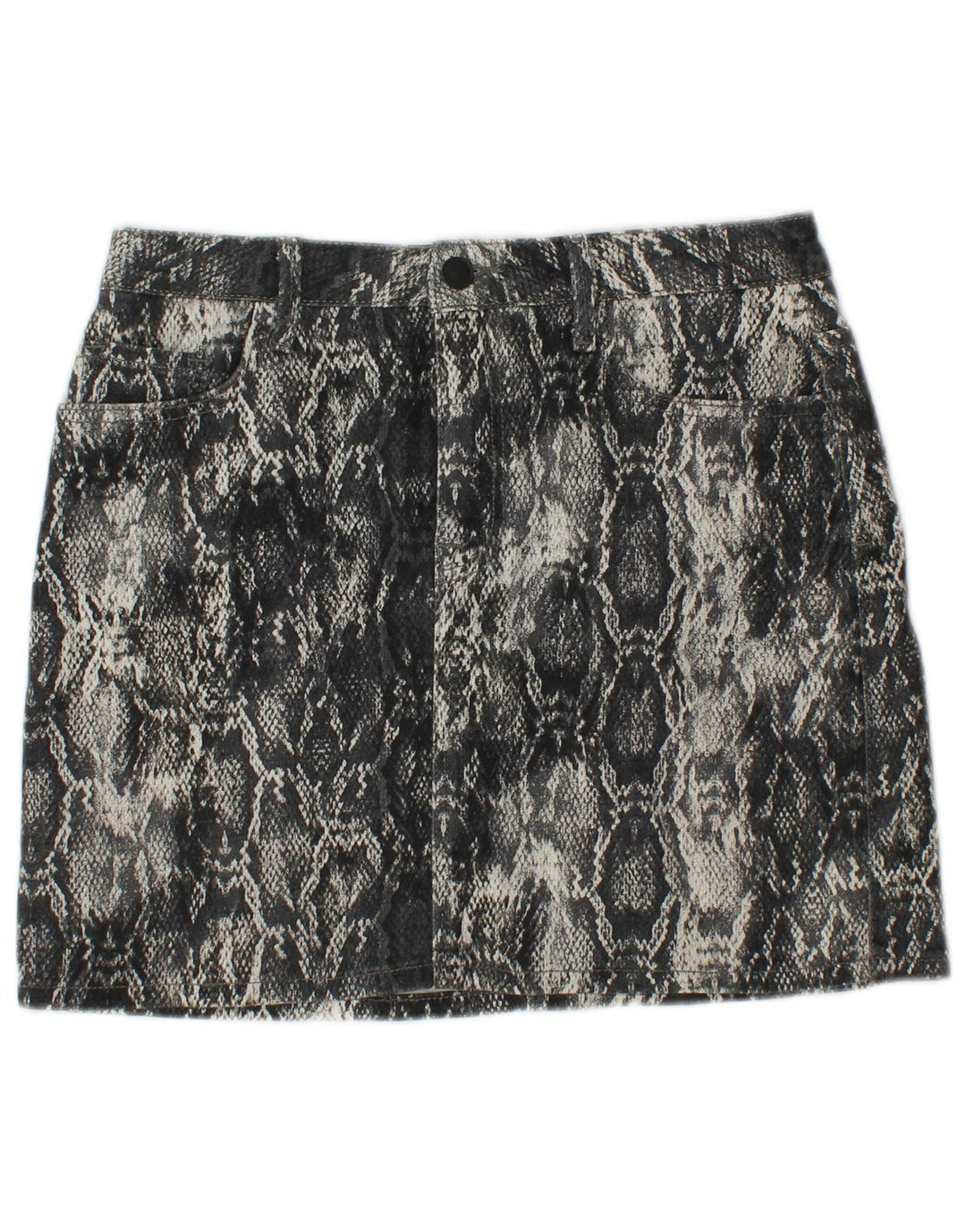 ZARA Femme Mini Jupe Moyen W30 Gris Animal Print Coton
