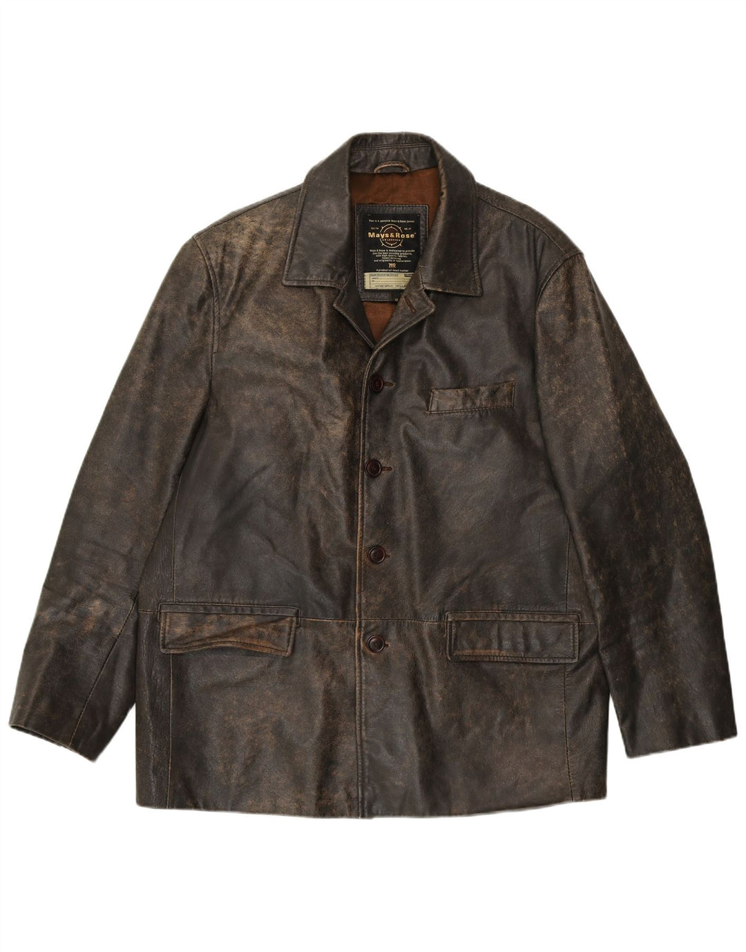 Mays & Rose Veste en Cuir Homme IT 50 Grand Cuir Marron