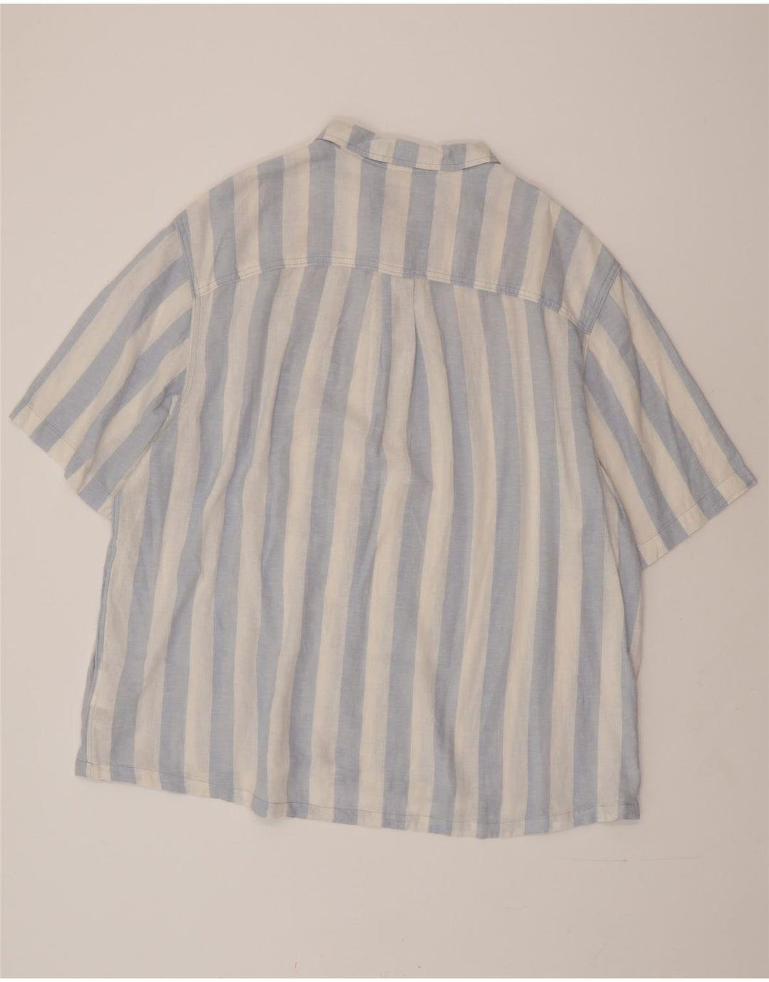 LEE Chemise pull à manches courtes pour homme, coupe décontractée, en lin rayé bleu 2XL