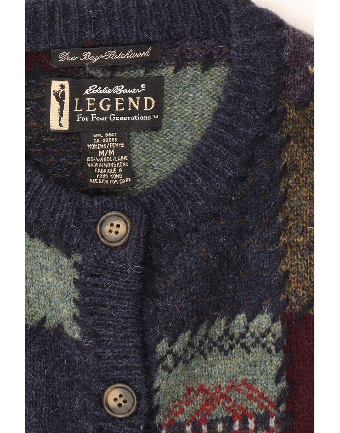 Eddie Bauer Womens Cardigan Sweater UK 14 Medium Multicolore Patchwork
