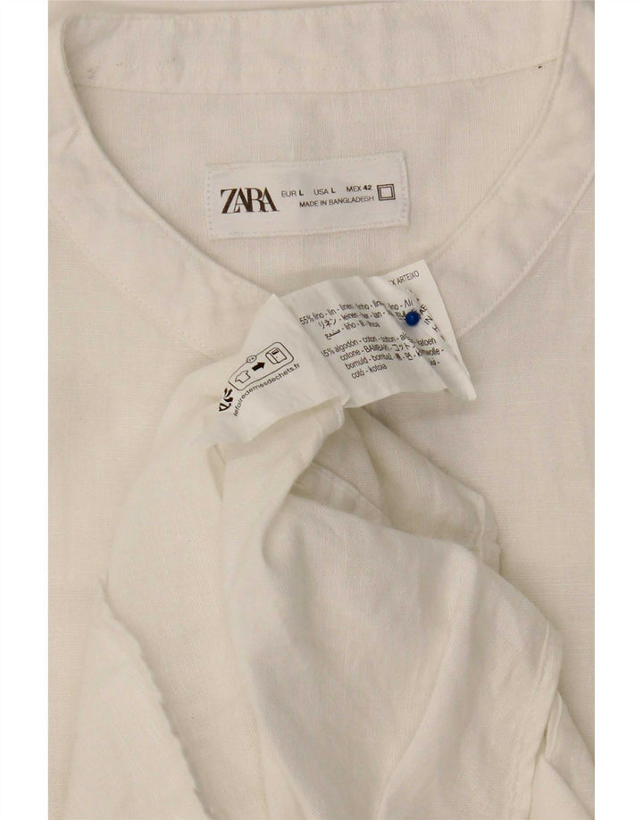 Zara Chemise Pull Homme Grand Lin Blanc