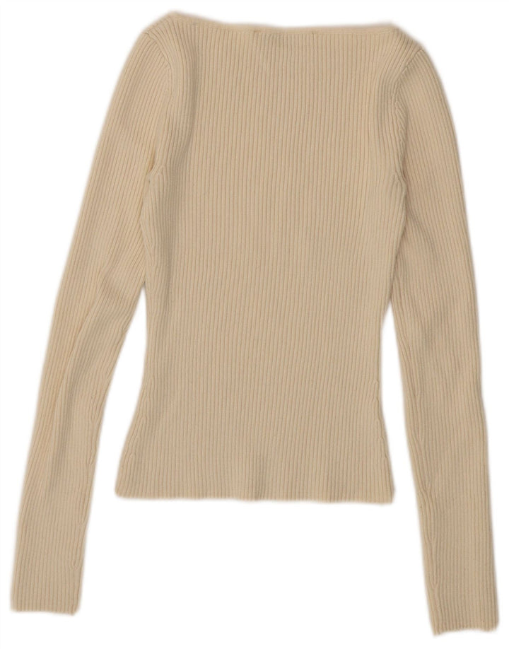 Zara Womens Crop Top Manches Longues UK 8 Petit Beige