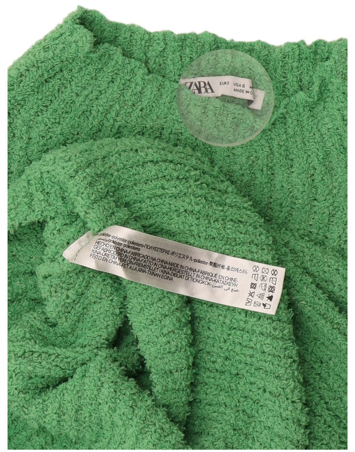 Zara Pull à col roulé pour femme UK 10 Petit Vert Polyester