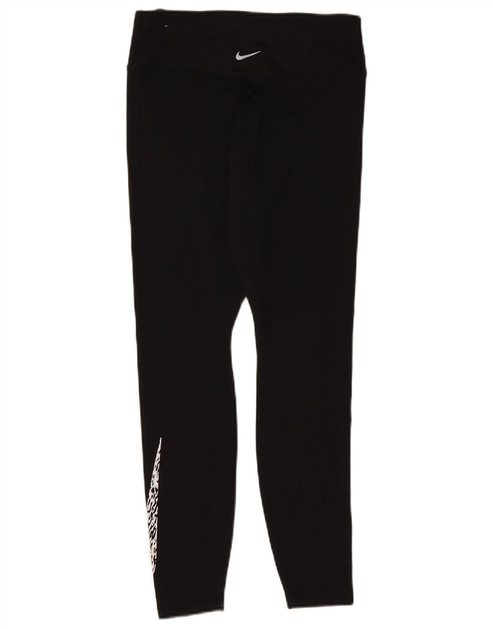 NIKE Legging graphique Dri Fit pour femme UK 12 Polyester noir moyen