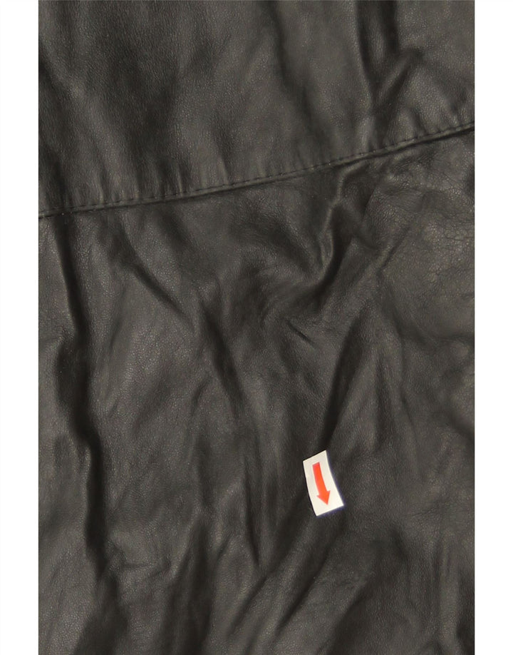 manteau en cuir surdimensionné femme vintage IT 46 Grand cuir noir