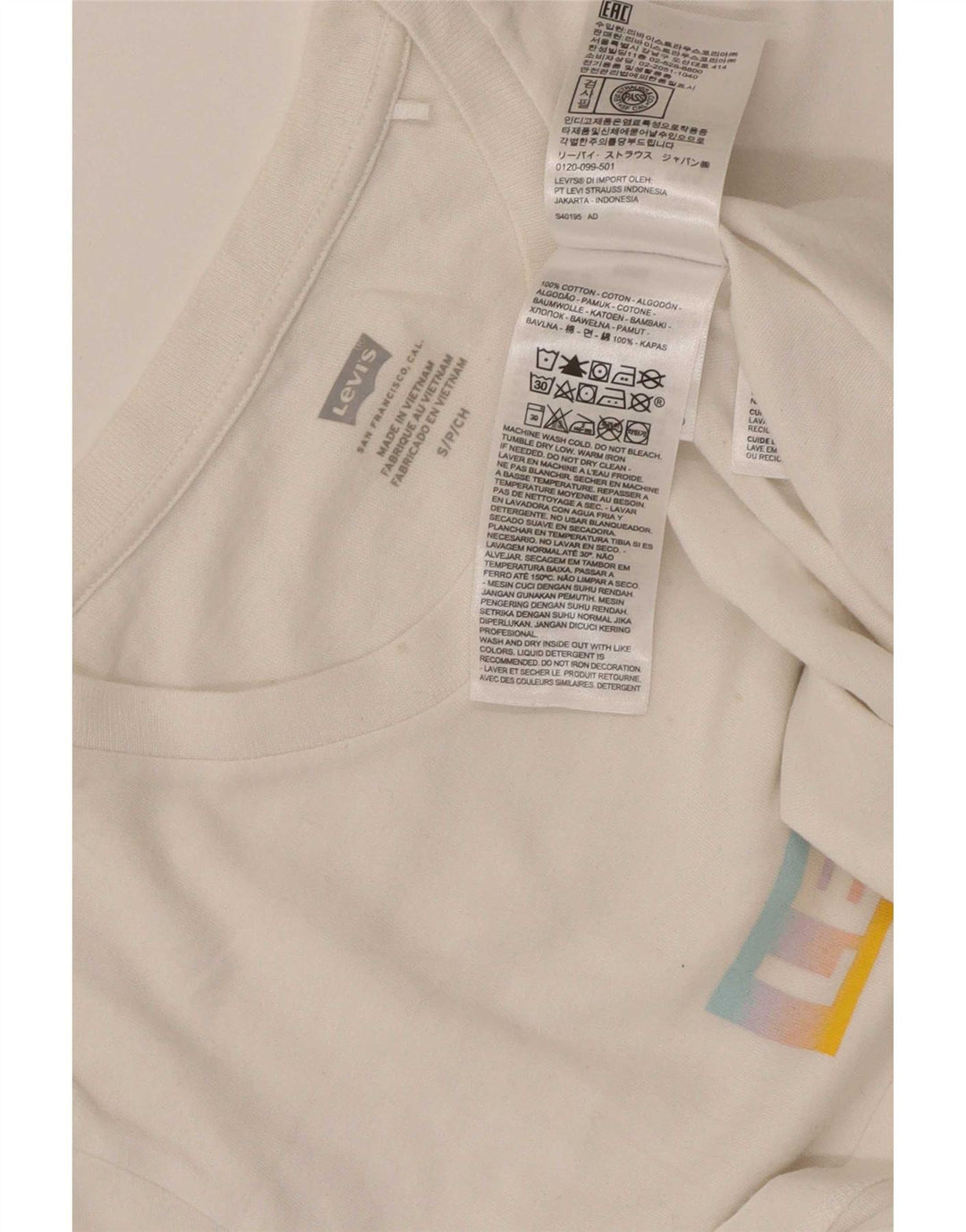 Levi's T-Shirt Graphique Femme UK 8 Small Blanc Coton