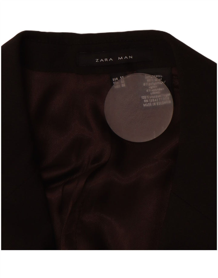 ZARA Veste blazer à 2 boutons pour homme EU 54 XL en laine marron