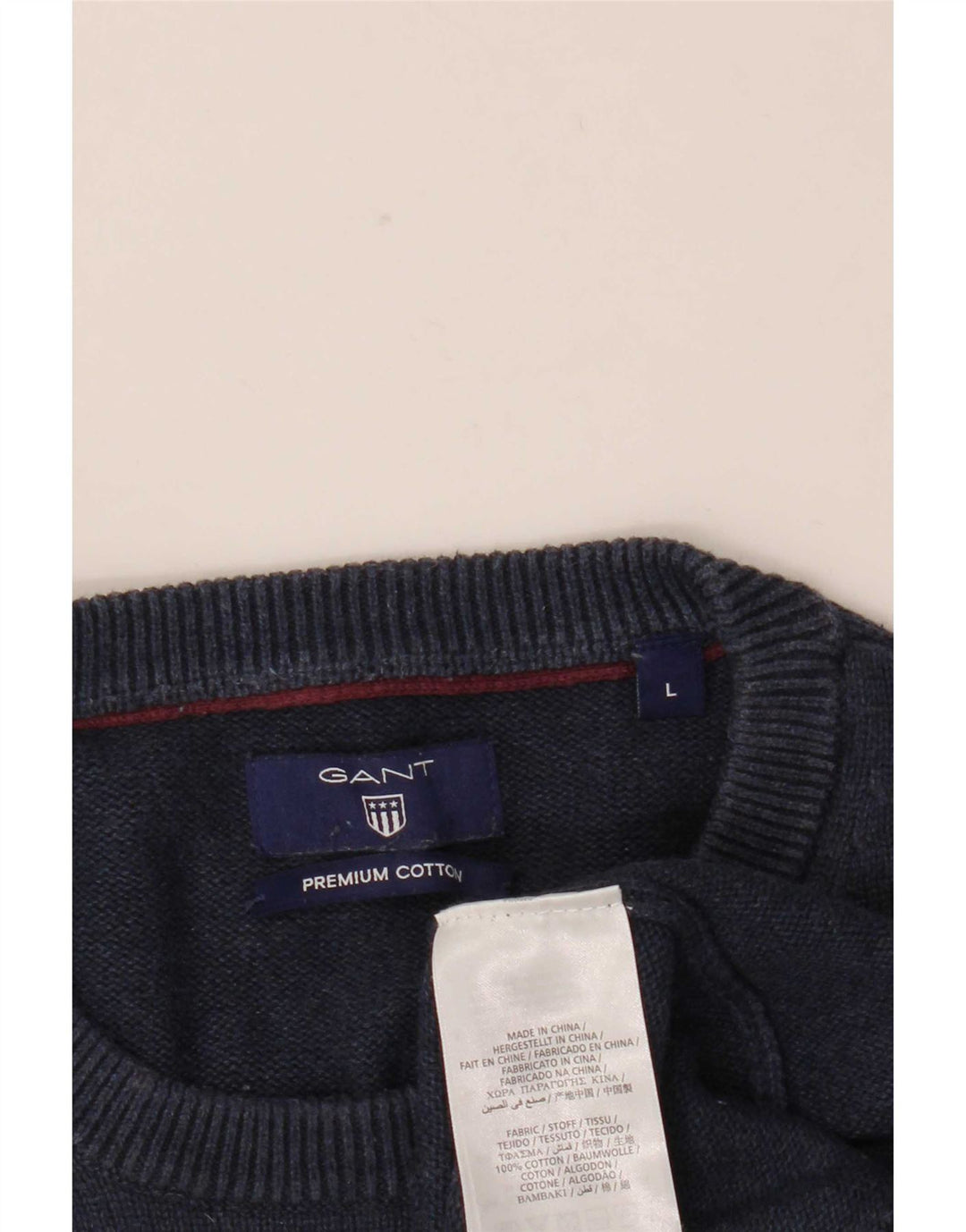 Gant Pull à col rond pour homme en coton bleu marine Taille L