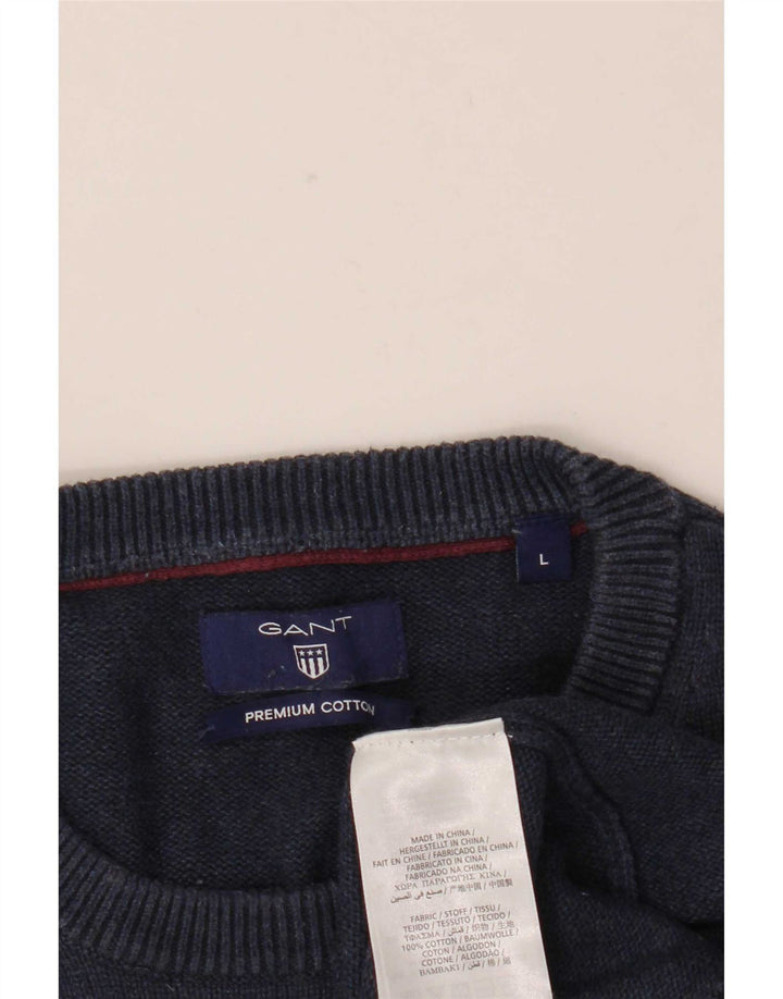 Gant Pull à col rond pour homme en coton bleu marine Taille L