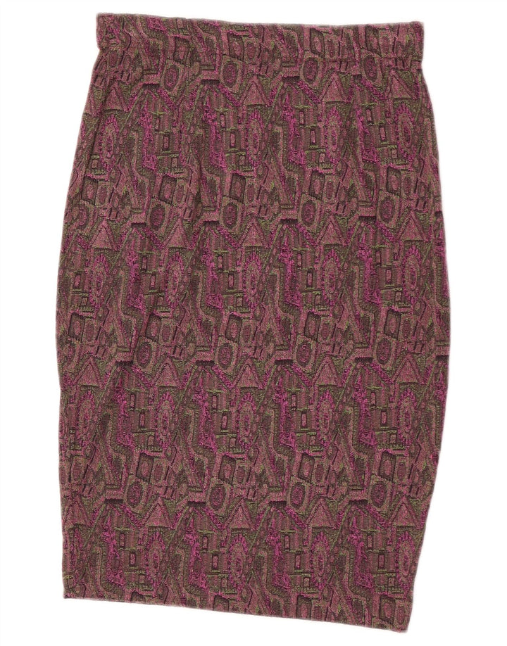 jupe crayon vintage femme grande W32 bordeaux géométrique polyester