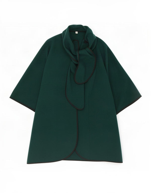 vintage Femme Front Tie Capelet Coat UK 14 Vert Moyen