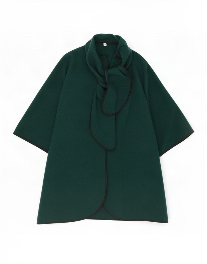 vintage Femme Front Tie Capelet Coat UK 14 Vert Moyen
