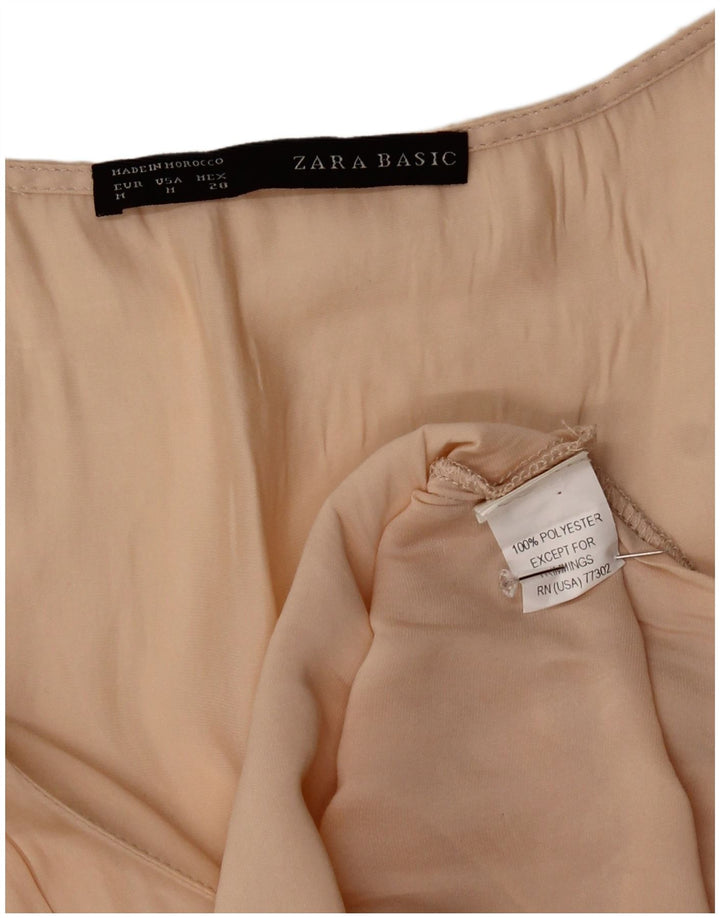 Zara Femme Chemisier sans manches Top UK 14 Polyester Beige Moyen
