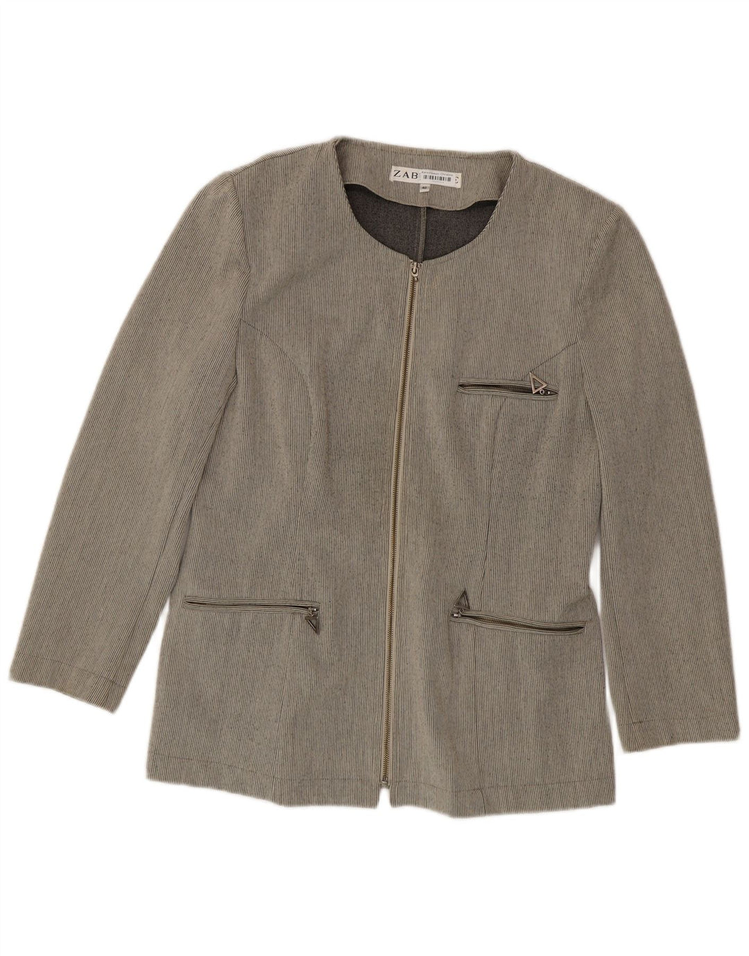Zabaione Veste blazer zippée pour femme IT 42 Gris moyen à fines rayures