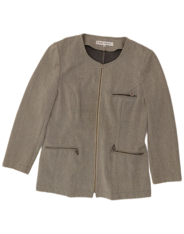 Zabaione Veste blazer zippée pour femme IT 42 Gris moyen à fines rayures