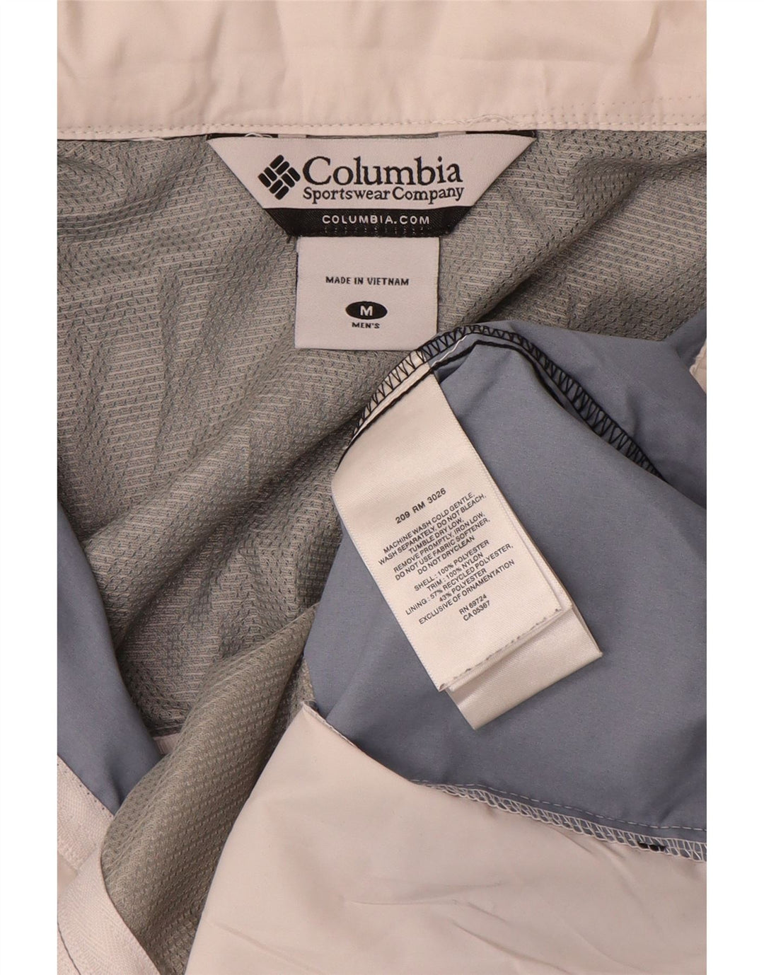 Columbia Veste de pluie à capuche pour homme UK 38 Medium Blanc Colorblock Polyester