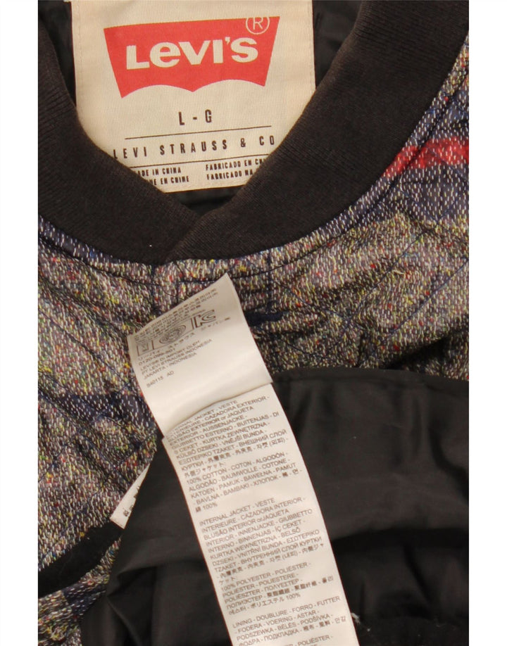 Levi's Veste matelassée pour homme UK 40 Large Gris Rayé Coton