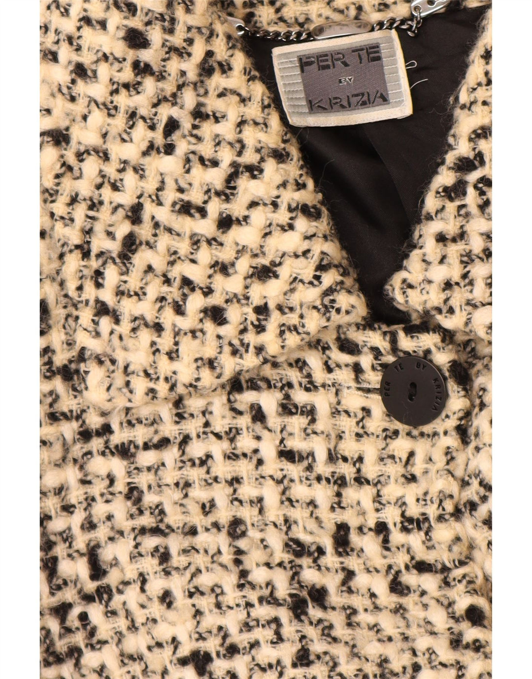 PERTE BY KRIZIA Manteau surdimensionné pour femme Taille 21 Beige moyen moucheté