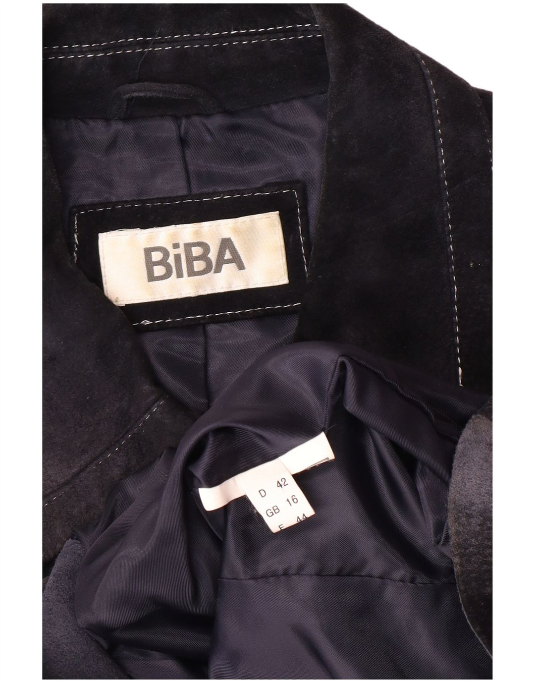 BIBA Veste en daim pour femme UK 16 Large Bleu marine