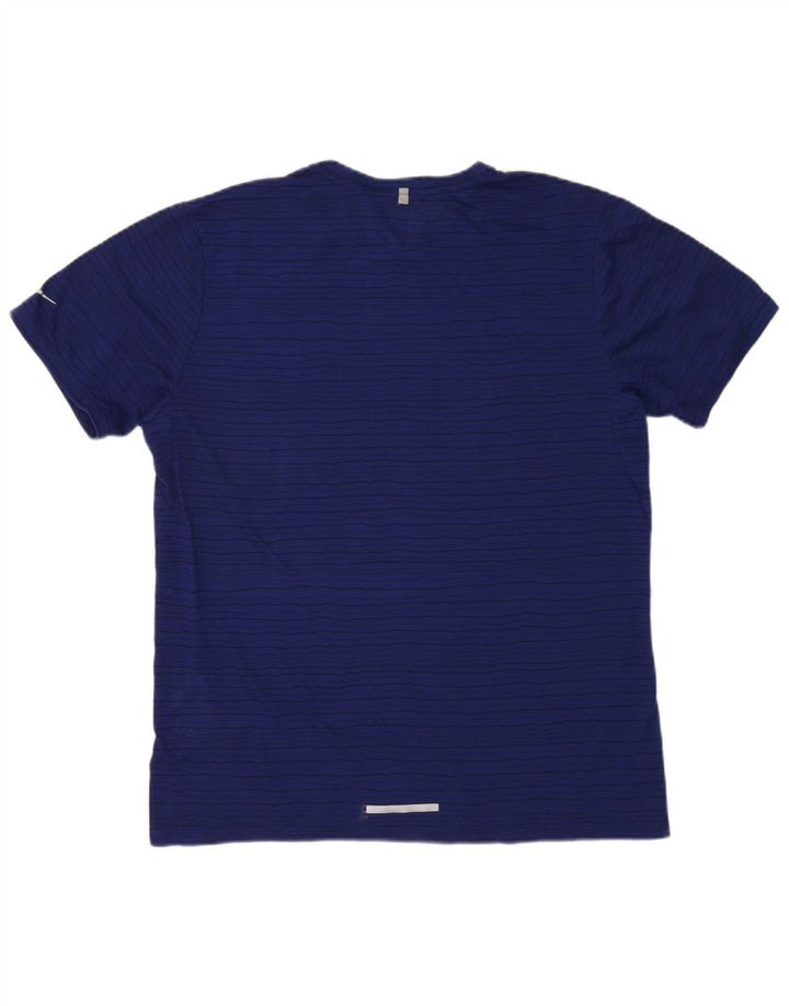 Nike Hommes Dri Fit T-Shirt Haut XL Bleu Marine Rayé Polyester