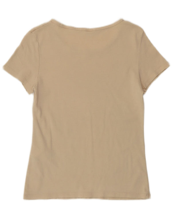 LEVI'S T-Shirt Court Femme UK 12 Coton Beige Moyen