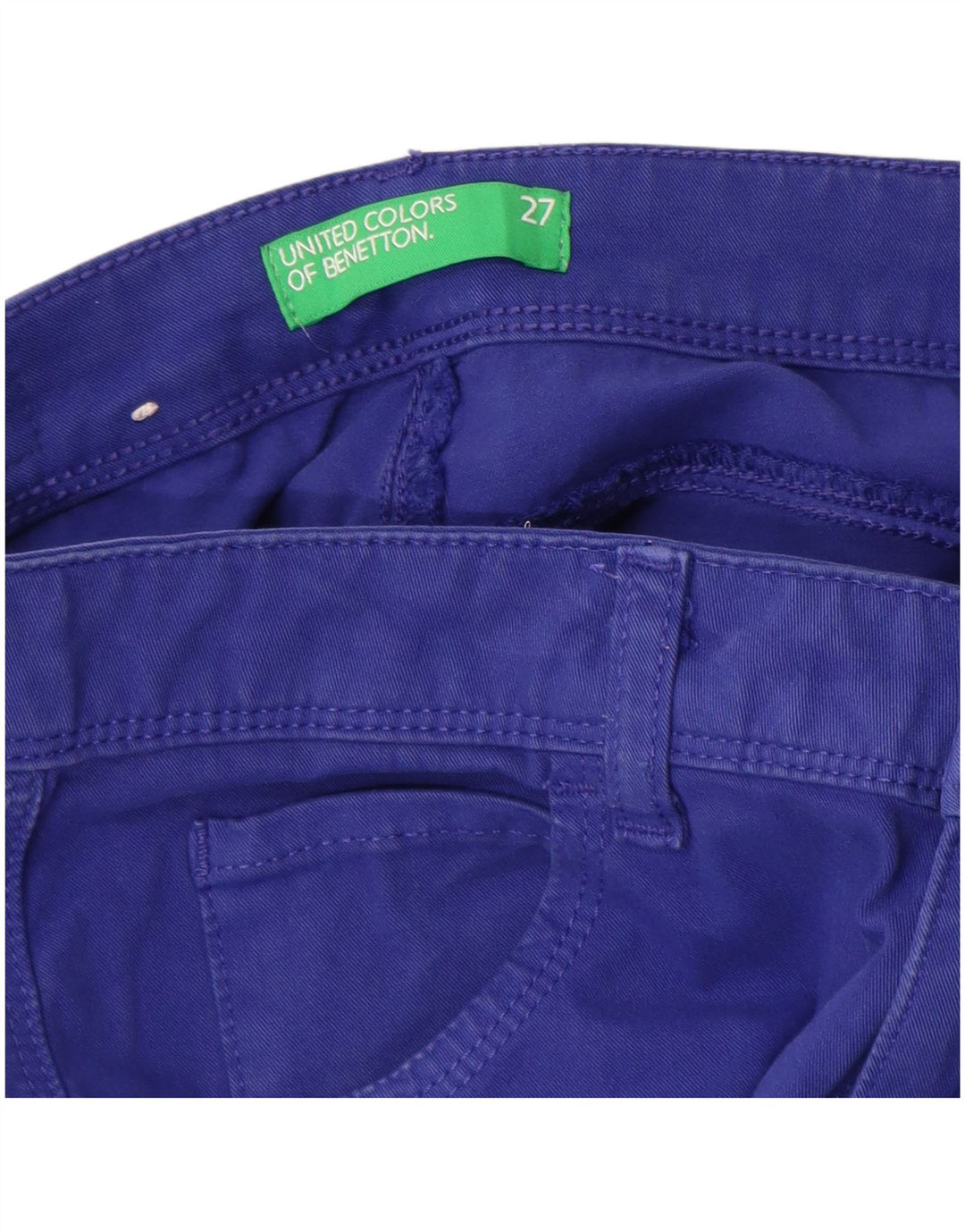 Benetton Pantalon Slim Casual Femme W27 L30 Bleu Coton