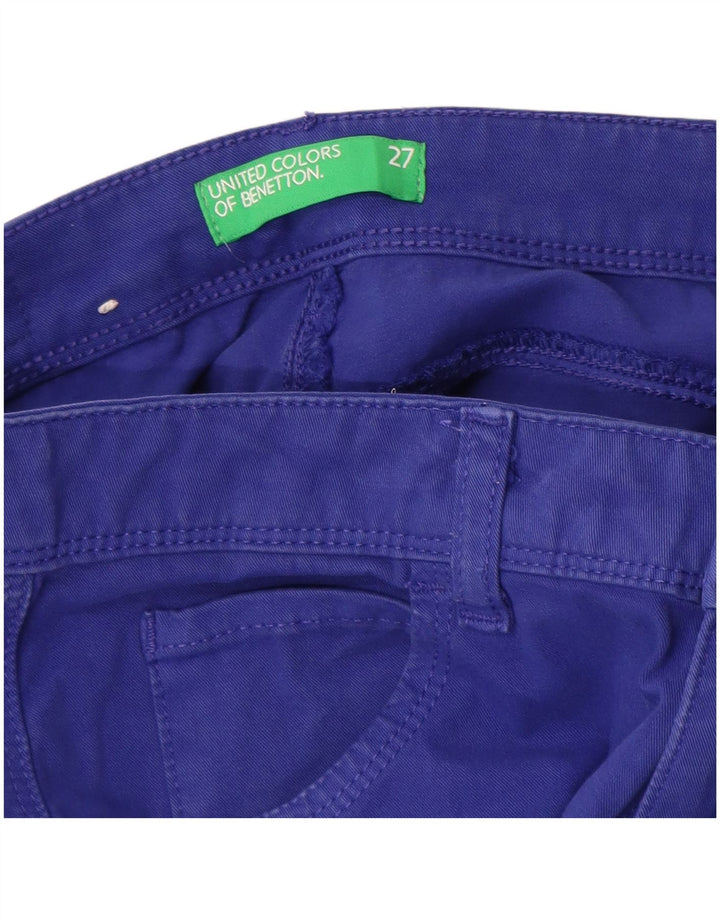 Benetton Pantalon Slim Casual Femme W27 L30 Bleu Coton