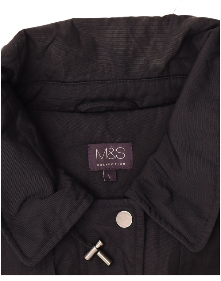 Marks & Spencer Veste parka surdimensionnée à capuche pour femme UK 16 Large Noir