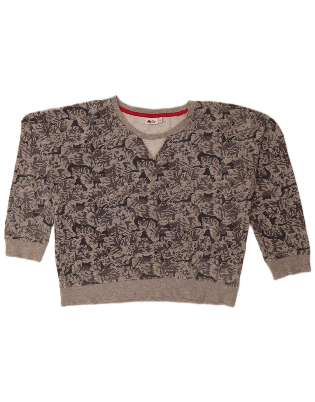 Ellesse Sweat-shirt surdimensionné pour femme UK 44 Gris moyen en coton floral