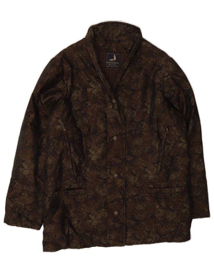OLIVIA HASSLER Womens Windbreaker Jacket IT 42 Medium Brown Floral Cotton Vintage Olivia Hassler and Second-Hand Olivia Hassler from Messina Hembry 