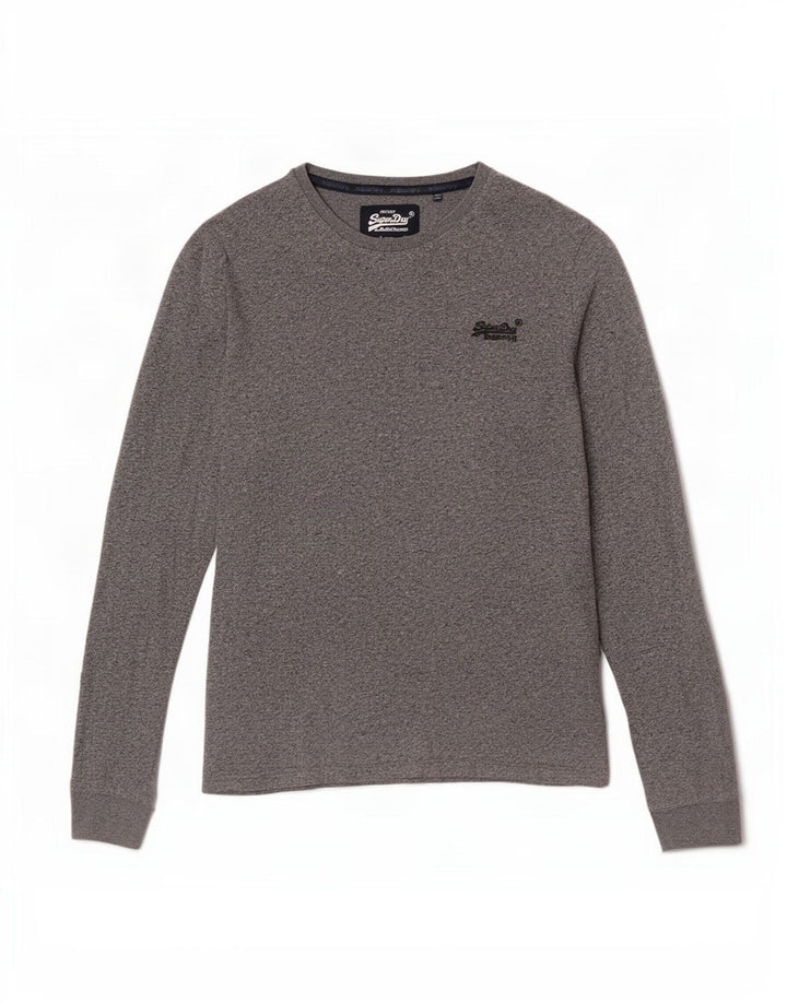 Superdry Haut à manches longues en coton moucheté gris moyen |