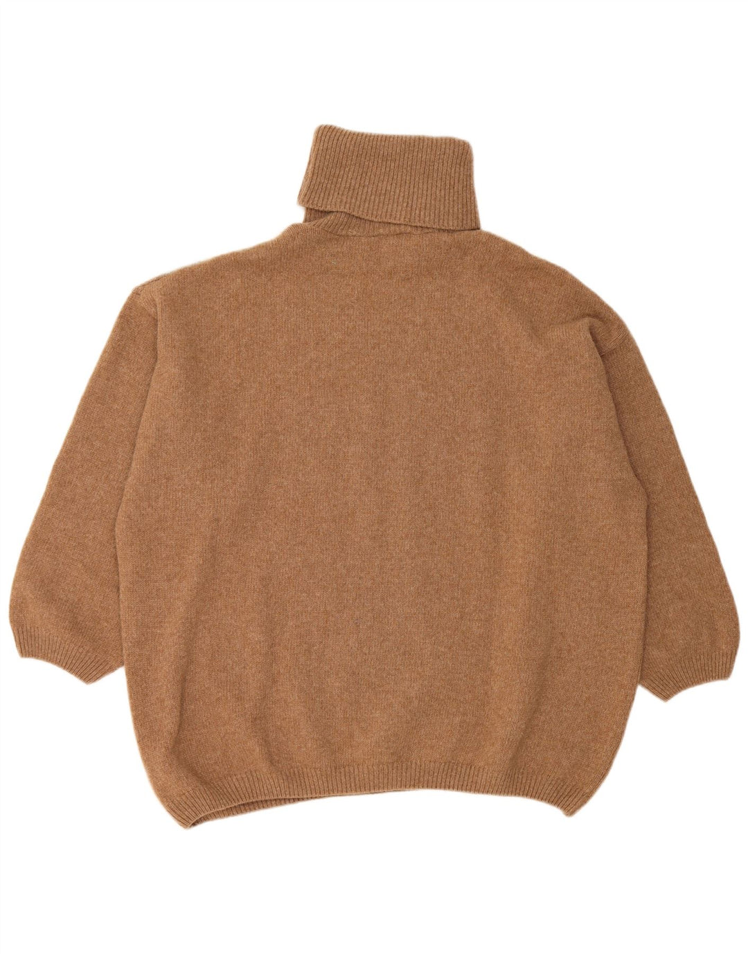 VINTAGE Femme Col Roulé Pull Pull EU 56 6XL Marron Colourblock